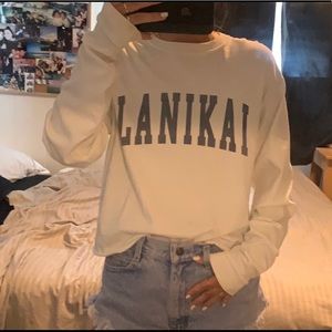 brandy melville white lanikai long sleeve crop top